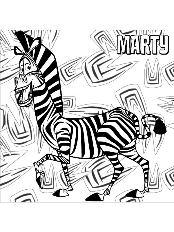 coloriage Madagascar marty le zebre